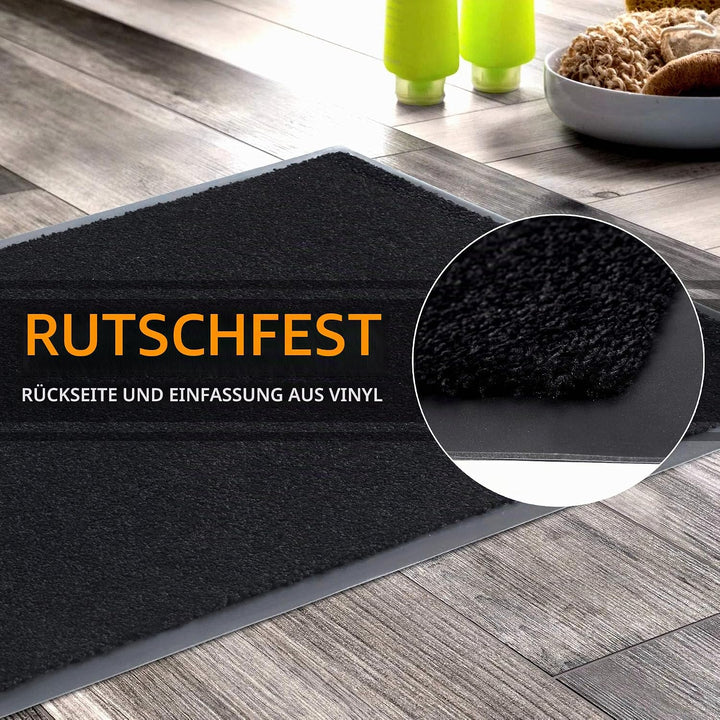 GadHome Fussmatte Schwarz 90x150 cm|Eingangstürmatte wasserdicht waschbar strapazierfähiger Schmutzf