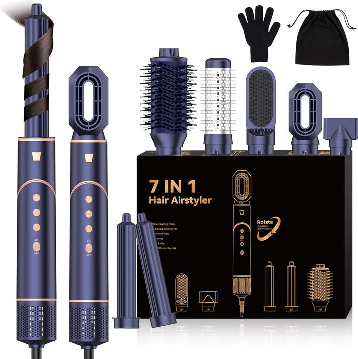 Hairstyler 7 in 1, Ionen Föhn klappbar Professioneller Airstyler, 110000 U/Min, Multifunktionaler Ha