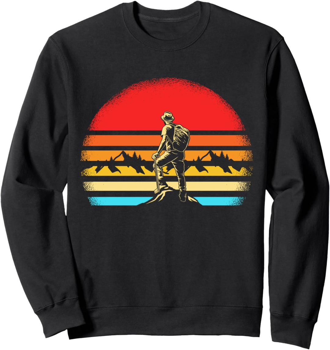 Retro Wandern Sonnenuntergang Wanderer Bergsteigen Kletterer Sweatshirt