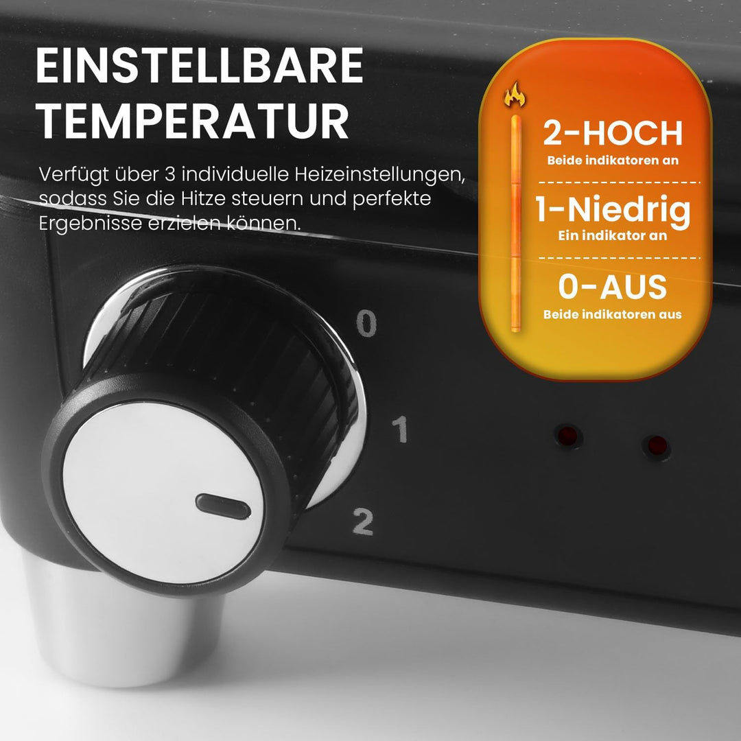SUPERLEX Elektrischer Grill Teppanyaki-Grill für drinnen und draussen, antihaftbeschichtete Tischgri