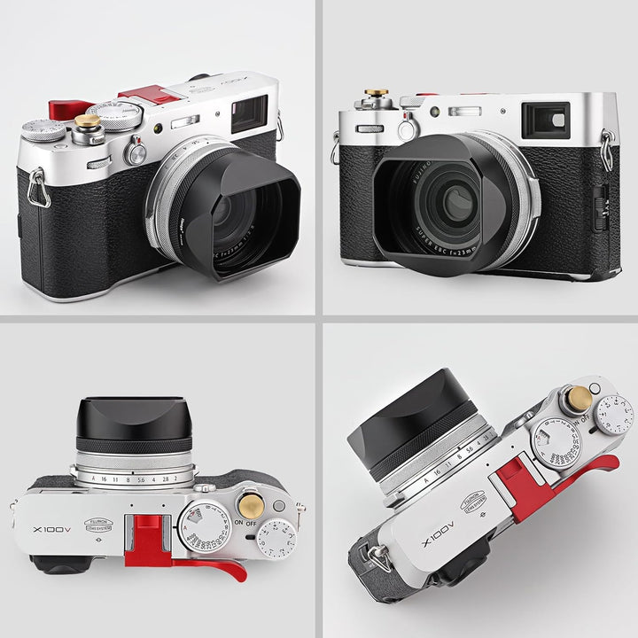 Haoge LH-X54B Metall Rechteckig Sonnenblende Gegenlichtblende mit 49mm Adapterring für Fujifilm Fuji