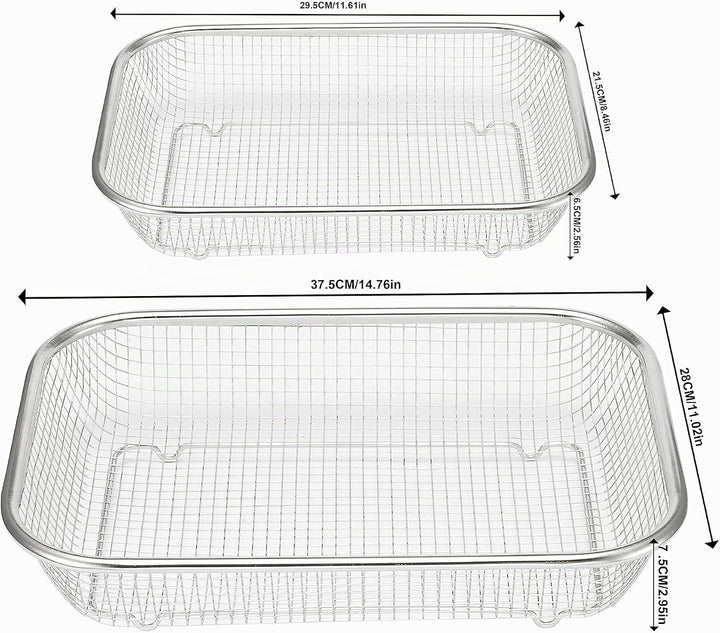 Supremery 2er Set Backofen Edelstahl Grillkorb Grillgitter Grillblech Backkorb für fettarmes Heisslu
