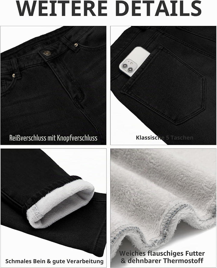 Roskiky Skinny Jeans Damen High Waist Thermo Jeans Damen Winter Gefütter Thermo Jeans Leggings Damen