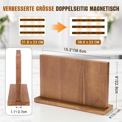 ENOKING Spitzenklasse Plus Messerblock Magnetisch Ohne Messer 38.6 x 23 cm, Doppelseitiger Magnet Me