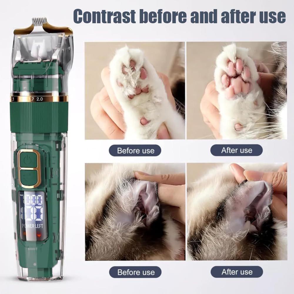 Hundefurclipper, Professionelles Haustierpflegeset, Katzenclipper für langes Fell, mit LED-Display u