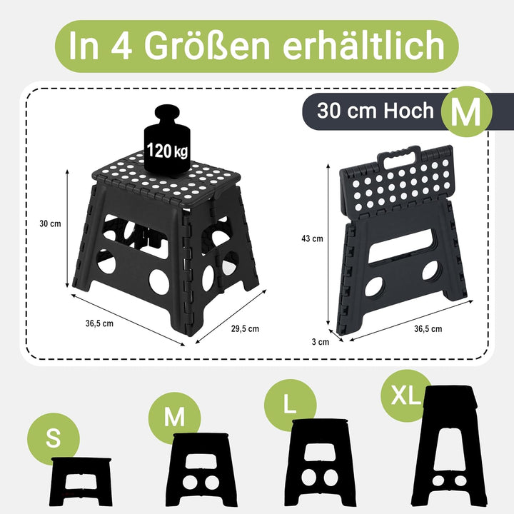 ZOLLNER Tritthocker faltbar - Klapphocker für Kinder und Erwachsene bis 120kg - Anti-Rutsch-Beschich