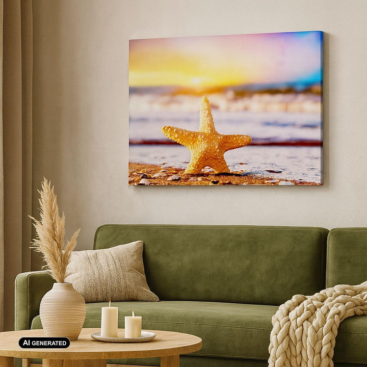Bilder auf Leinwand Starfish Strand Sand Ozean Leinwandbild 70x50cm Wandbilder Dekoration Wohnzimmer