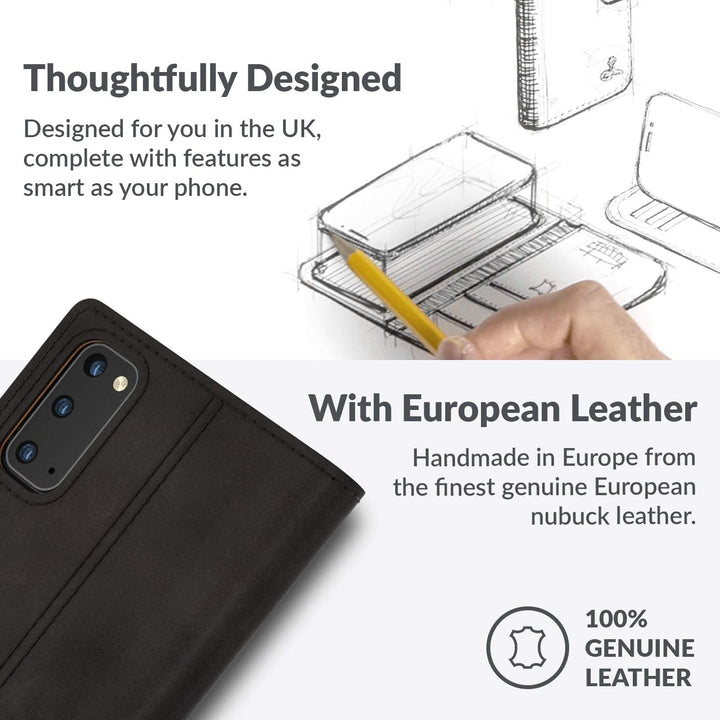 Snakehive Galaxy S20 und S20 5G Hülle Leder | Stylische Handyhülle mit Kartenhalter &amp; Standfuss | Ha