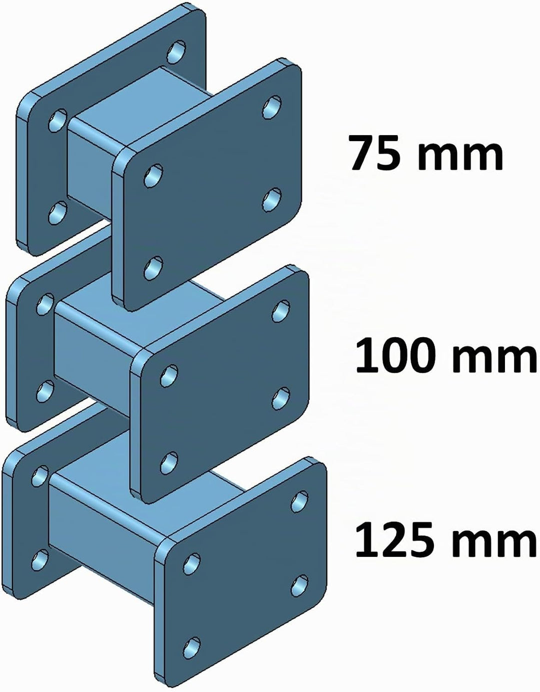 XIMPLIO Anhängerkupplung Verlängerung 125 mm Hakenverlängerung Adapter für AHK-Anschraubplatte Flans