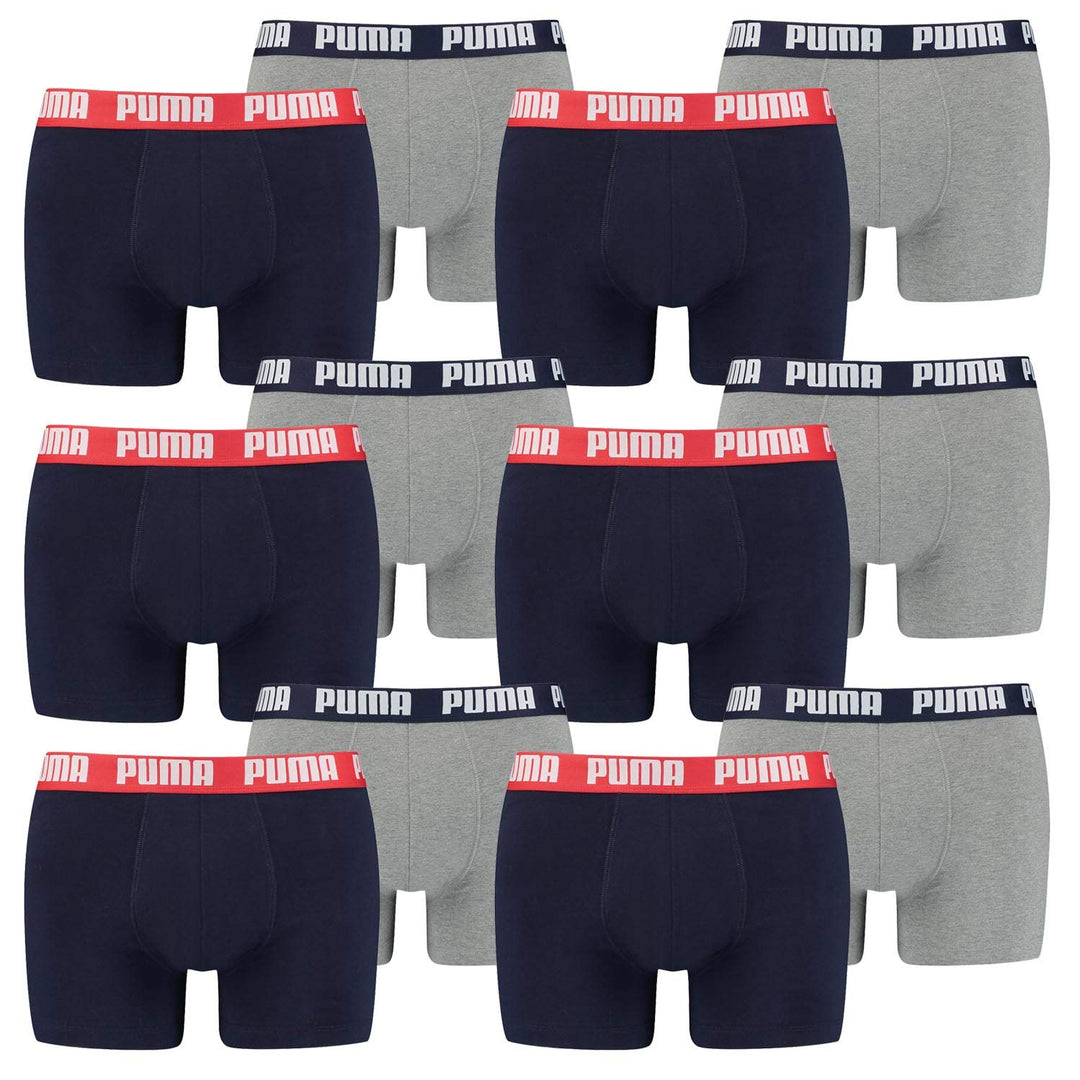 PUMA 12 er Pack Boxer Boxershorts Men Herren Unterhose Pant Unterwäsche, Farbe:036 - Blue/Grey Melan