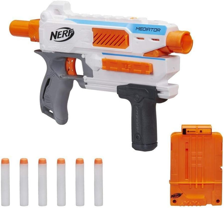 Nerf Modulus Mediator Blaster – feuert 6 Darts nacheinander ab, Pump-Action, Schnellfeuer, enthält 6