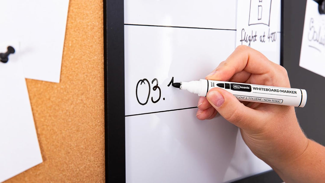 ALLboards 3-in-1-Kombitafel: Whiteboard, Kreidetafel magneitsch, Kork 90×60 cm + Zubehör 90x60cm 3 i