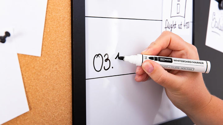 ALLboards 3-in-1-Kombitafel: Whiteboard, Kreidetafel magneitsch, Kork 90×60 cm + Zubehör 90x60cm 3 i