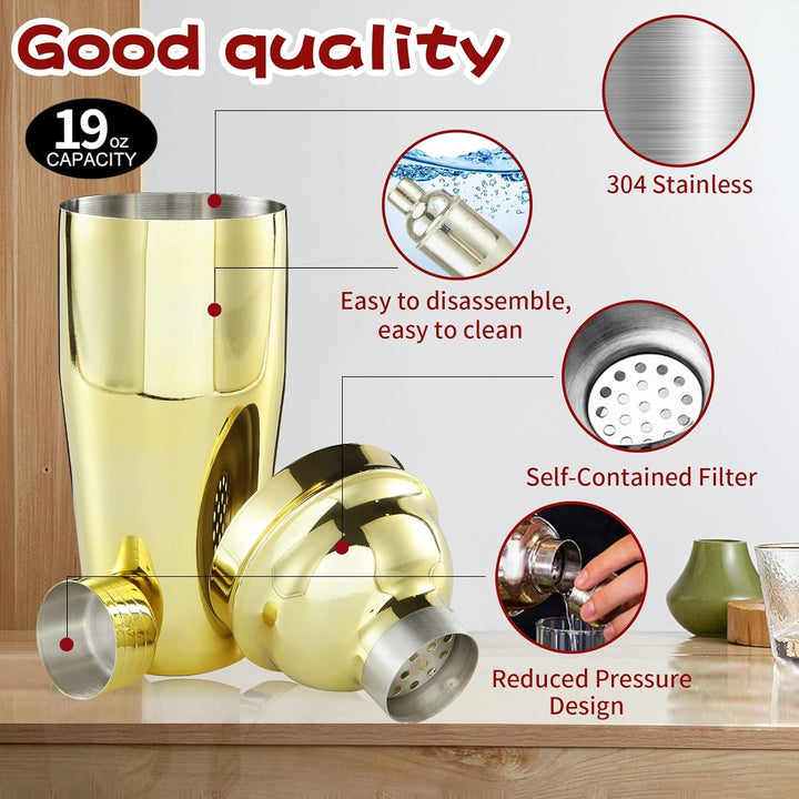 OBALY Barkeeper Kit 11-teilig Cocktail Shaker-Muddler für Cocktails 25oz Boston Shaker-Bar-Zubehör m