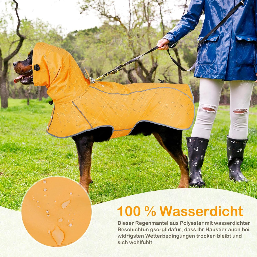 Hunderegenmantel - Wasserdichter Regenjacke für Hunde, Einstellbare Regenmantel für Mittlere, Grosse