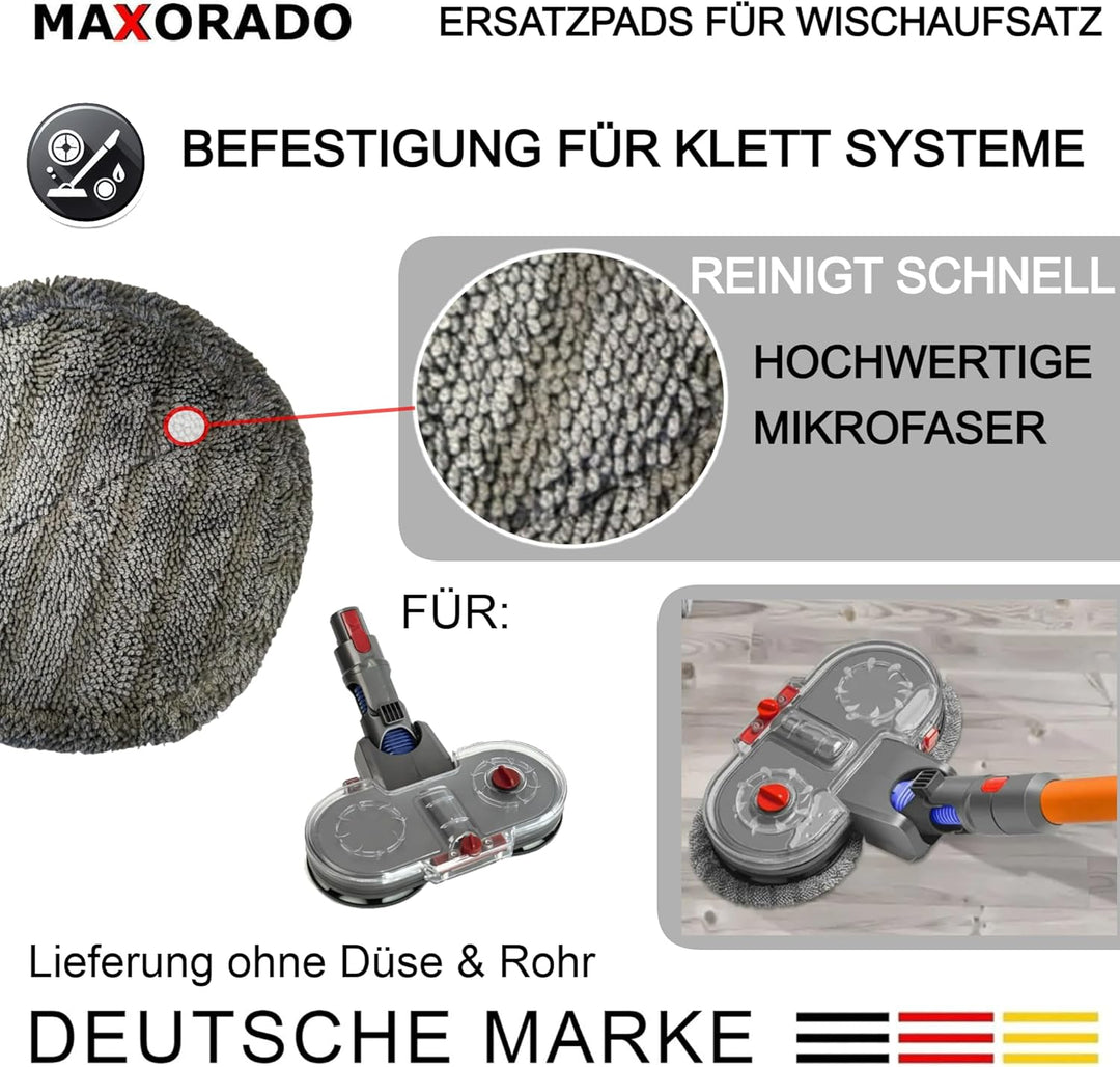 6x Ersatzpad kompatibel mit Dyson Wischaufsatz Wischdüse Wischmopp für Dripl DrRobor CleaniFy Fictez