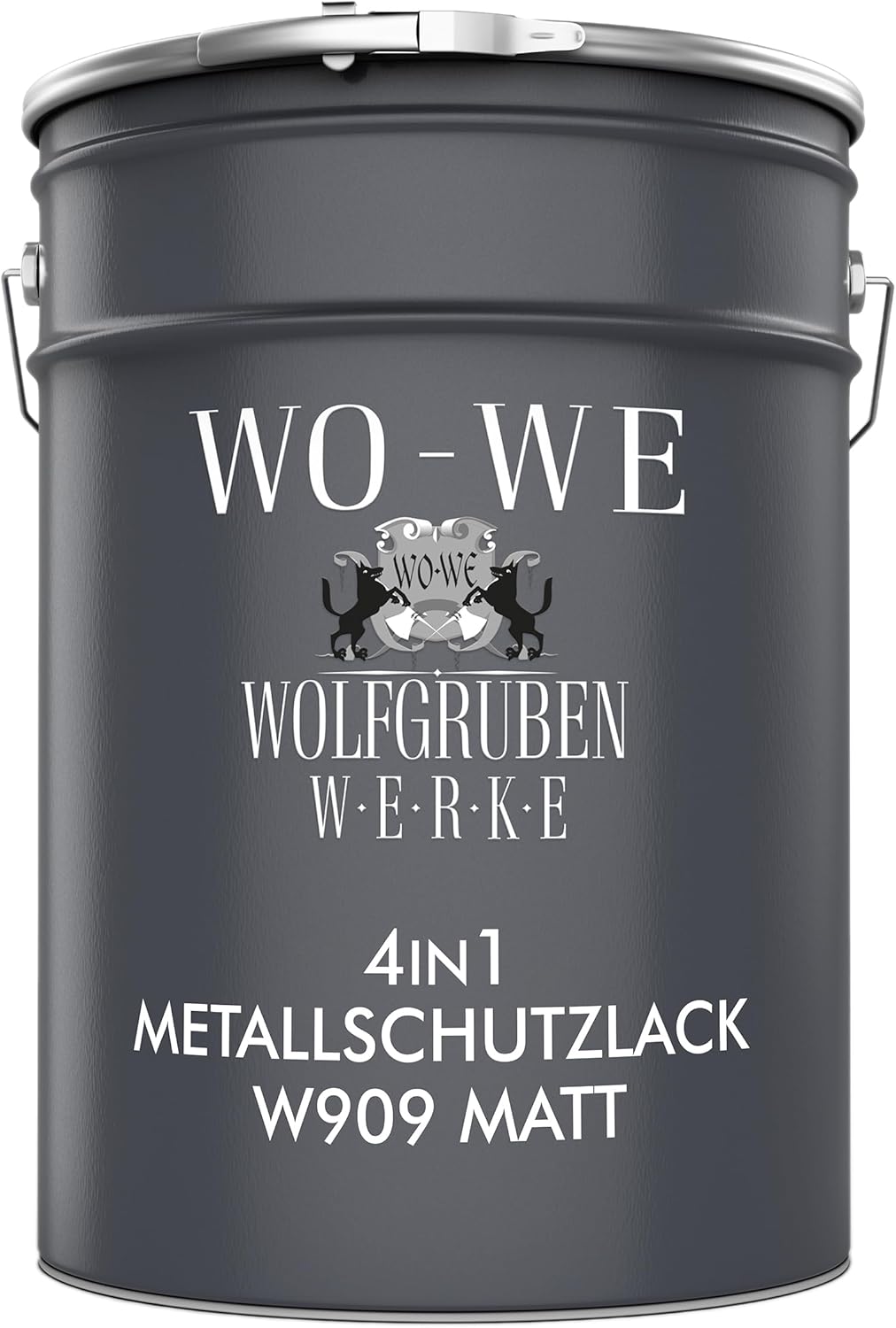 WO-WE Metallschutzlack 4in1 Metalllack Metallfarbe Metallschutzfarbe MATT W909 Anthrazitgrau - 2.5L
