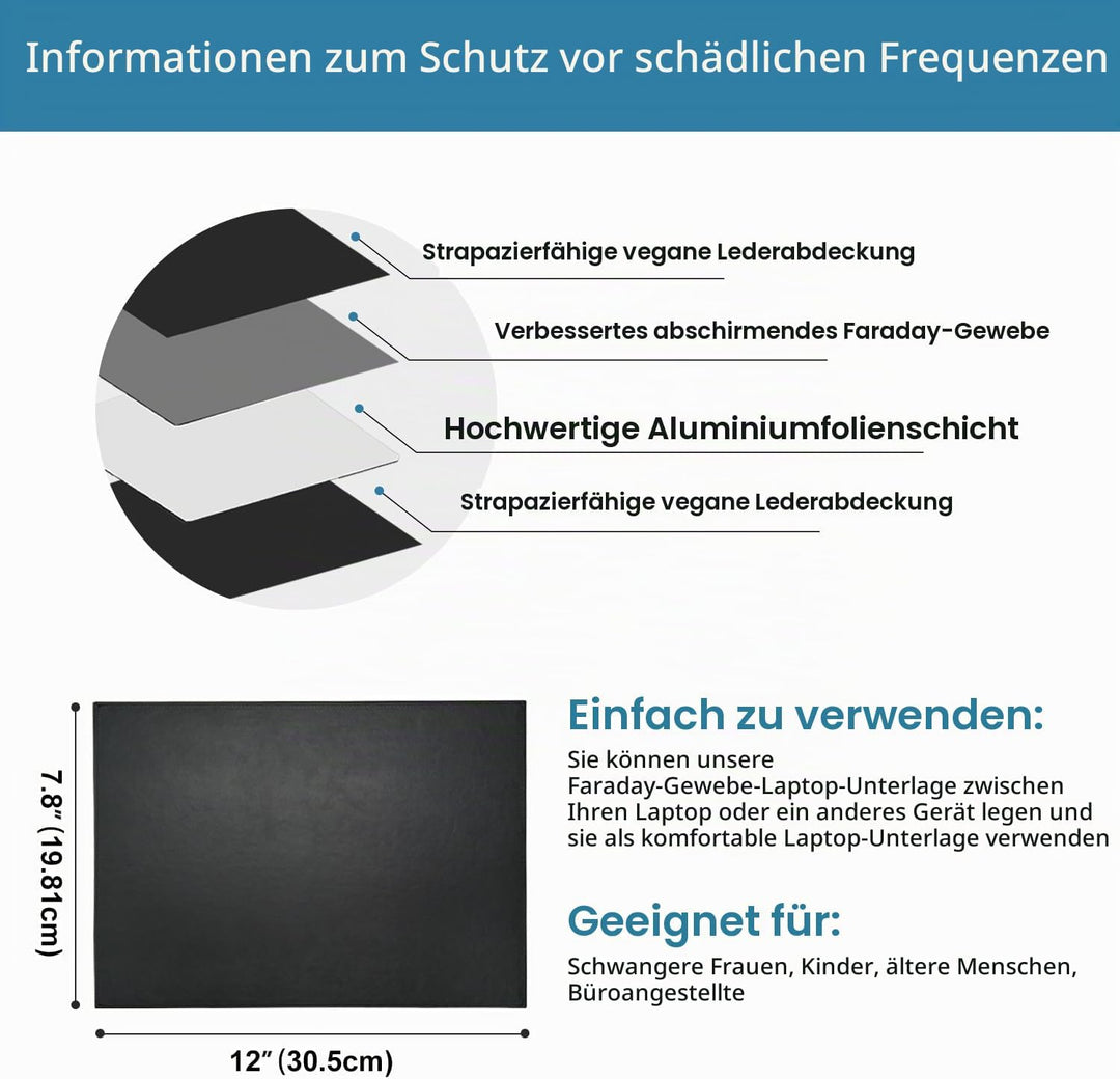 Laptop Pad Protection, 30 * 40 cm, EMF-Schutz-Laptop-Pad, Strahlungsblockierendes Computer-Pad, EMF-
