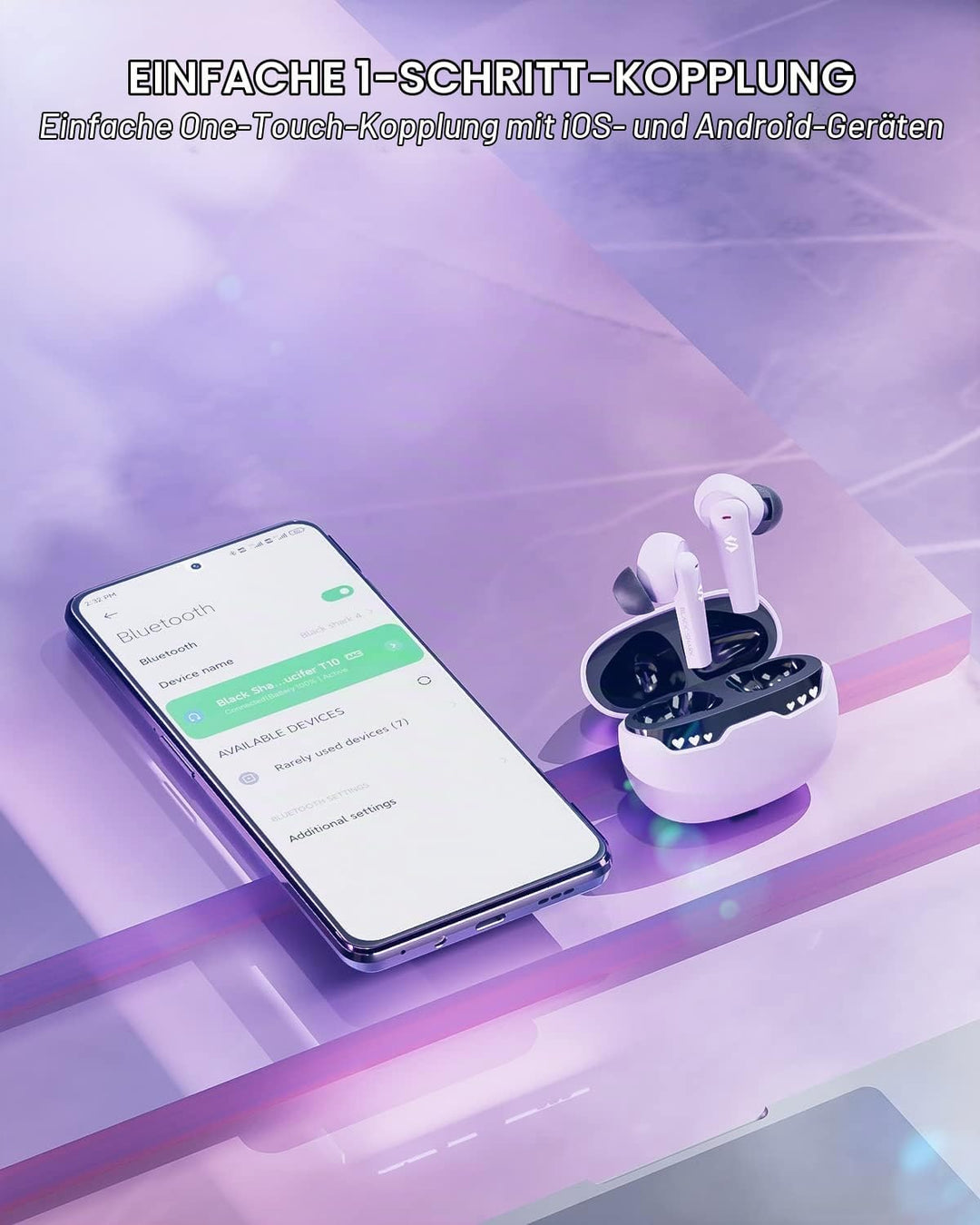 Black Shark Wireless Earbuds with Charging Case, Bluetooth 5.1 Kopfhörer mit Mikrofon für iPhone/And