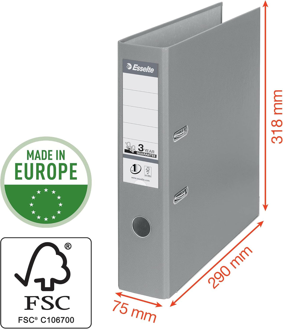 Esselte Ordner breit, DIN A4, 10er Pack, 7,5 cm Rückenbreite, Kunststoff-Ordner, Schwarz, Vivida, 81