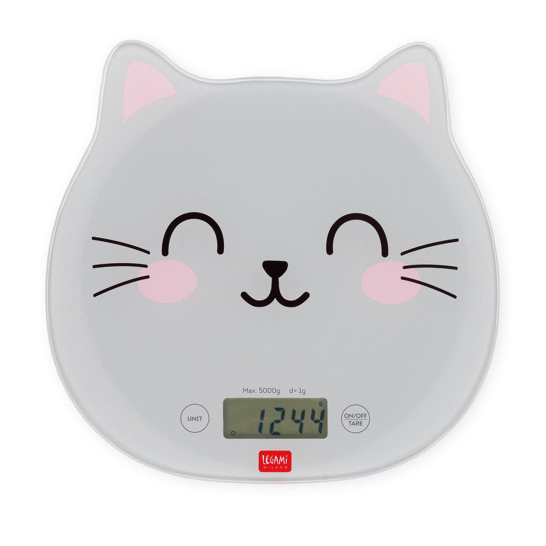 Legami - Digitale Küchenwaage, Kitchen Scale, Kitty, 7 Masseinheiten, Touch-Tasten ON/TARE und UNIT,