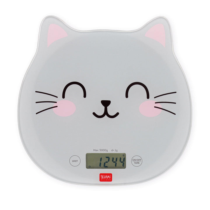Legami - Digitale Küchenwaage, Kitchen Scale, Kitty, 7 Masseinheiten, Touch-Tasten ON/TARE und UNIT,