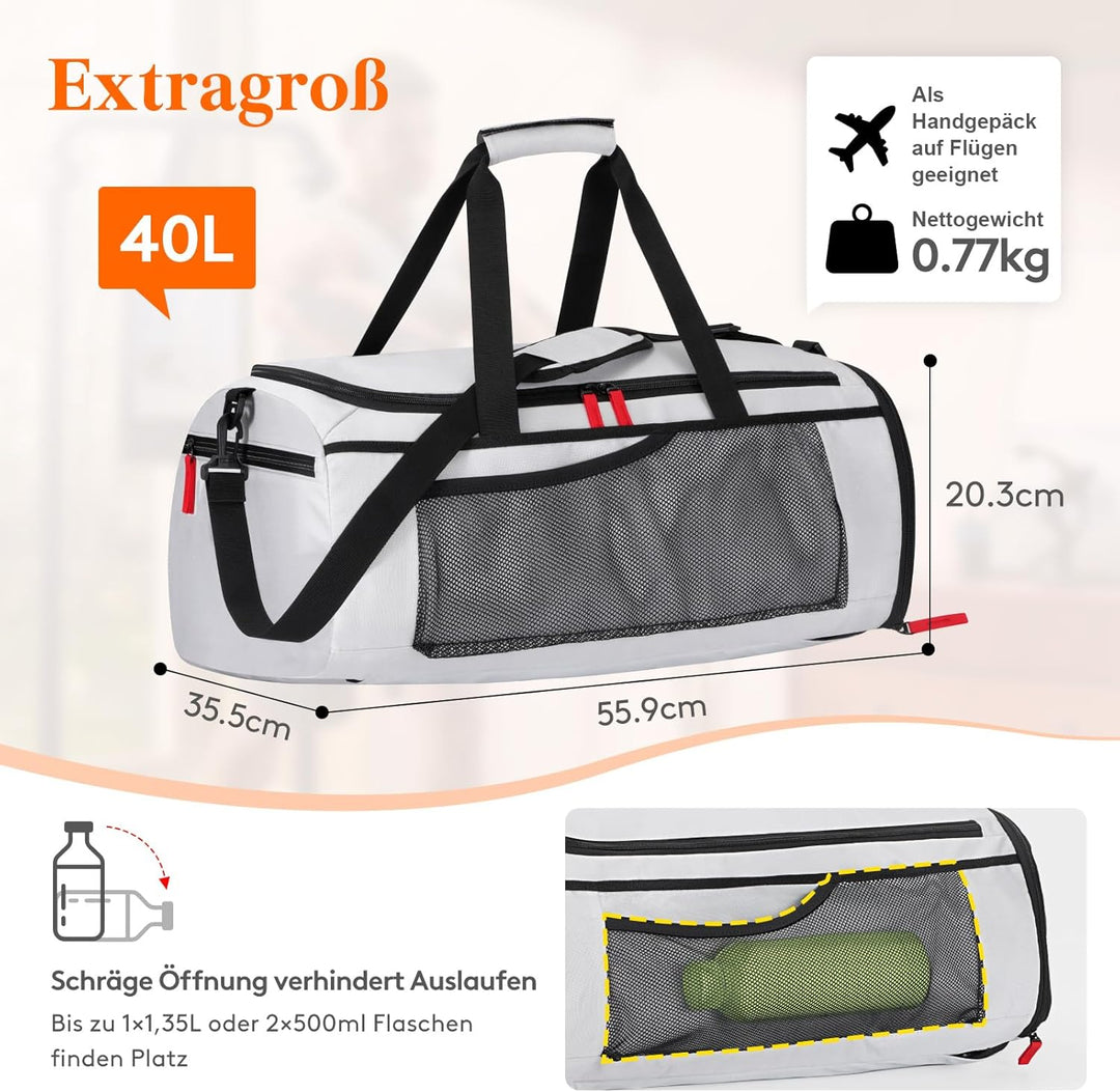 Lifewit 40L Sporttasche Herren, Reisetasche Rucksack mit Schuhfach und Nassfach, Gym Tasche, Wasserd