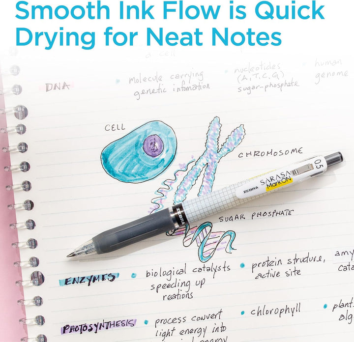 Zebra Pen Sarasa Mark ON Gel-Druckstift, feine Spitze, 0,5 mm, schwarze Tinte, 12 St ck