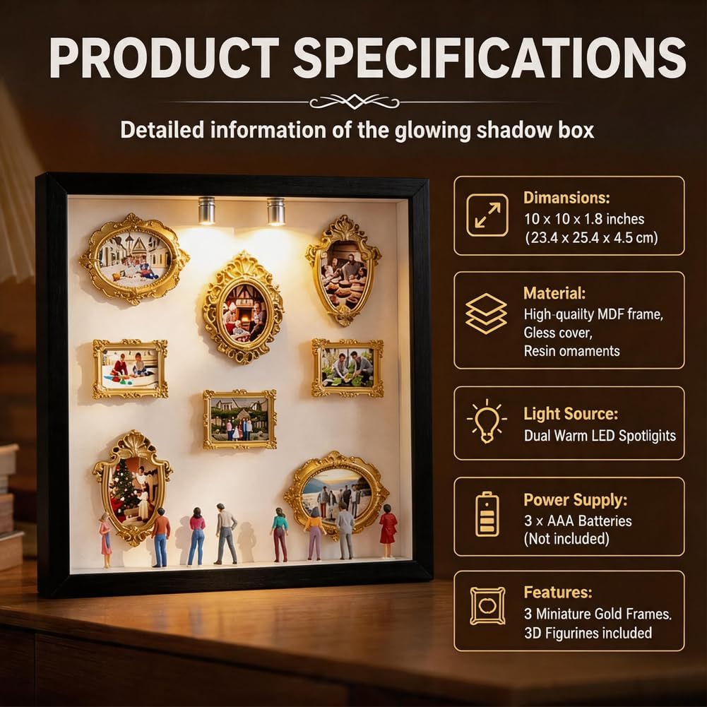 DIY Mini Museum Silhouette Box, Mini Figuren Menschen Museum Silhouette Box mit Golden Rahmen & LED