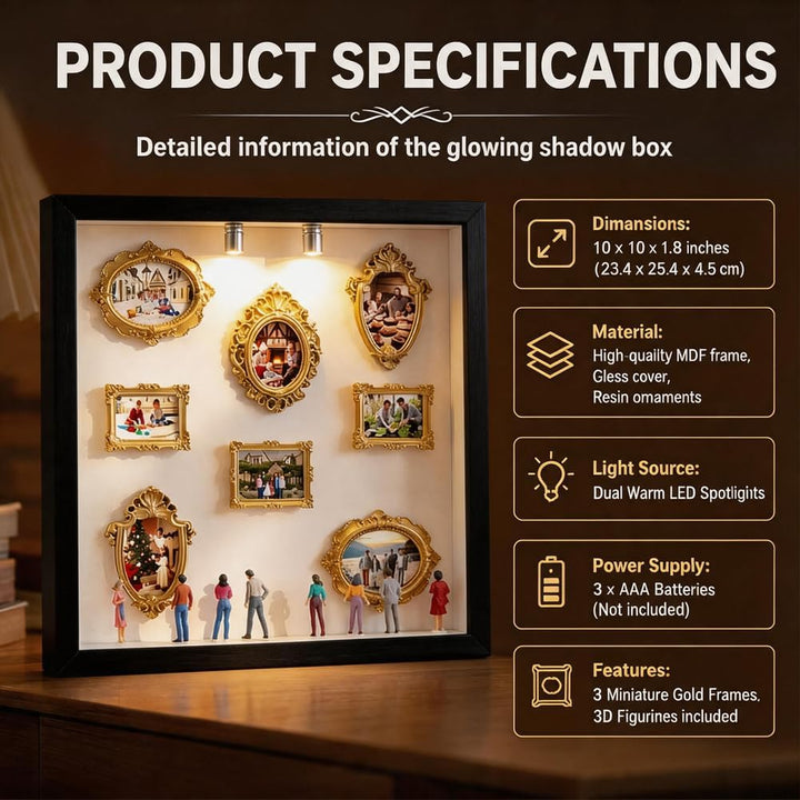 DIY Mini Museum Silhouette Box, Mini Figuren Menschen Museum Silhouette Box mit Golden Rahmen & LED