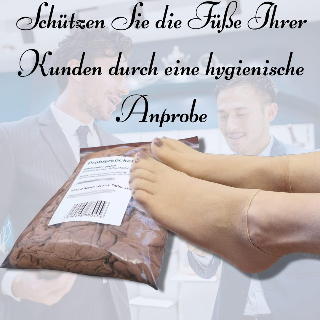 Bentini Probiersocken | Probierstrümpfe | Unisex | Onesize | 500 Stück mit Spenderbox| 20 den/ 22 dt