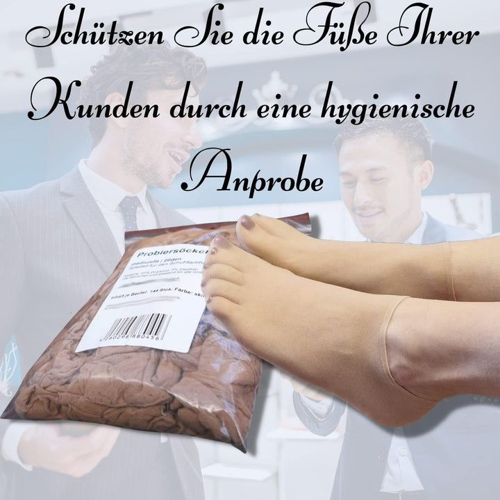 Bentini Probiersocken | Probierstrümpfe | Unisex | Onesize | 500 Stück mit Spenderbox| 20 den/ 22 dt