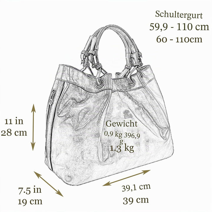 Time Resistance Schultertasche Damen - Handtasche aus Leder - Made in Italy - Tragetasche - Business