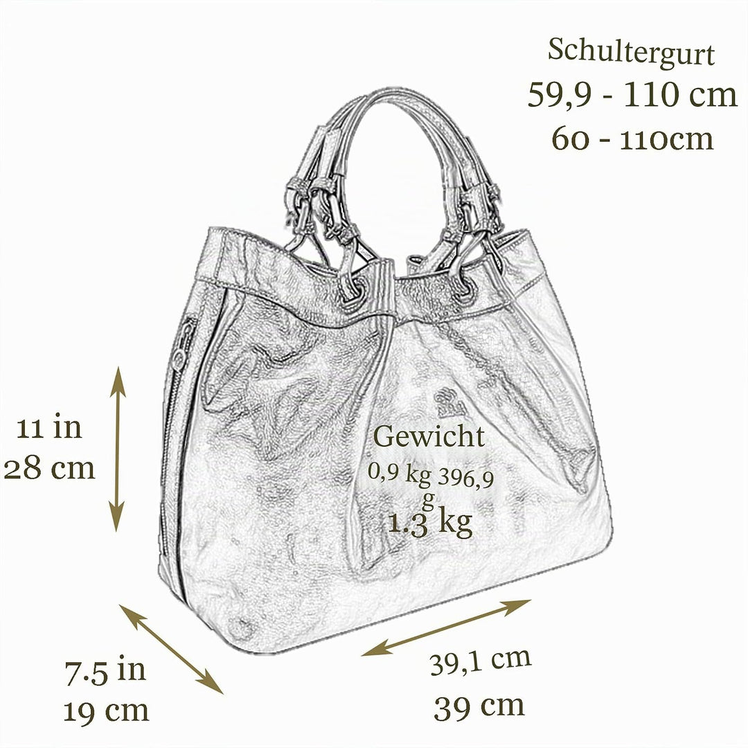 Time Resistance Schultertasche Damen - Handtasche aus Leder - Made in Italy - Tragetasche - Business