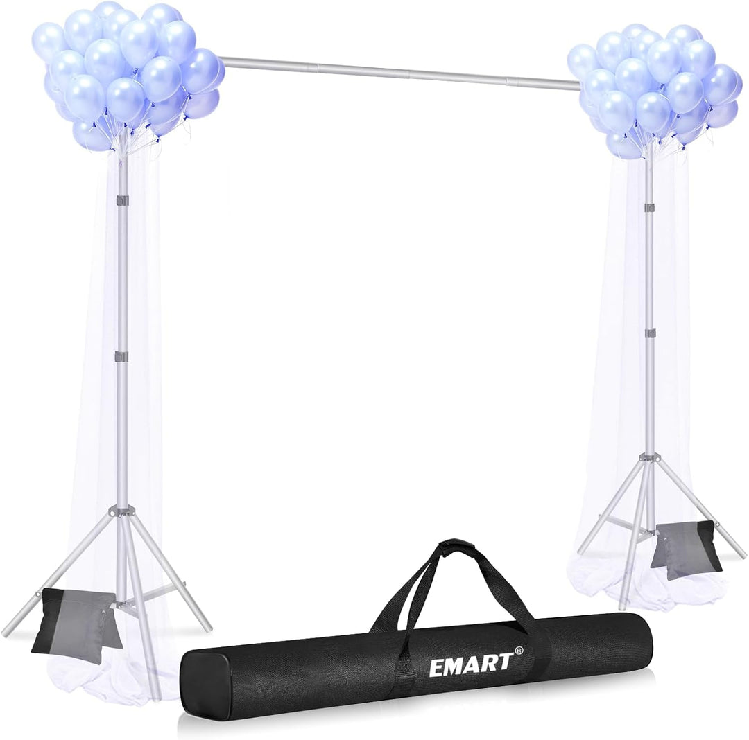 EMART Foto Hintergrund Ständer Silber, 2x3m Verstellbarer Hintergrundsystem mit 8 Hintergrundklemmen