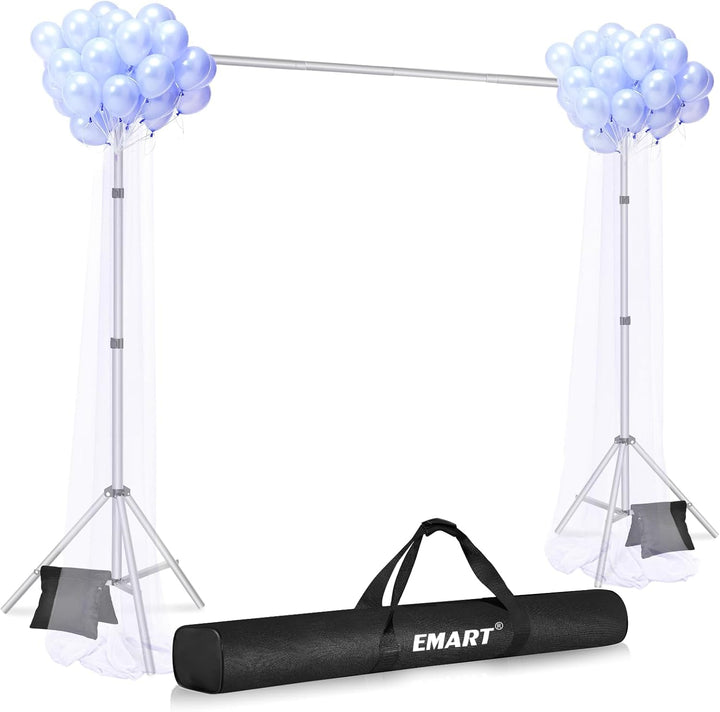 EMART Foto Hintergrund Ständer Silber, 2x3m Verstellbarer Hintergrundsystem mit 8 Hintergrundklemmen
