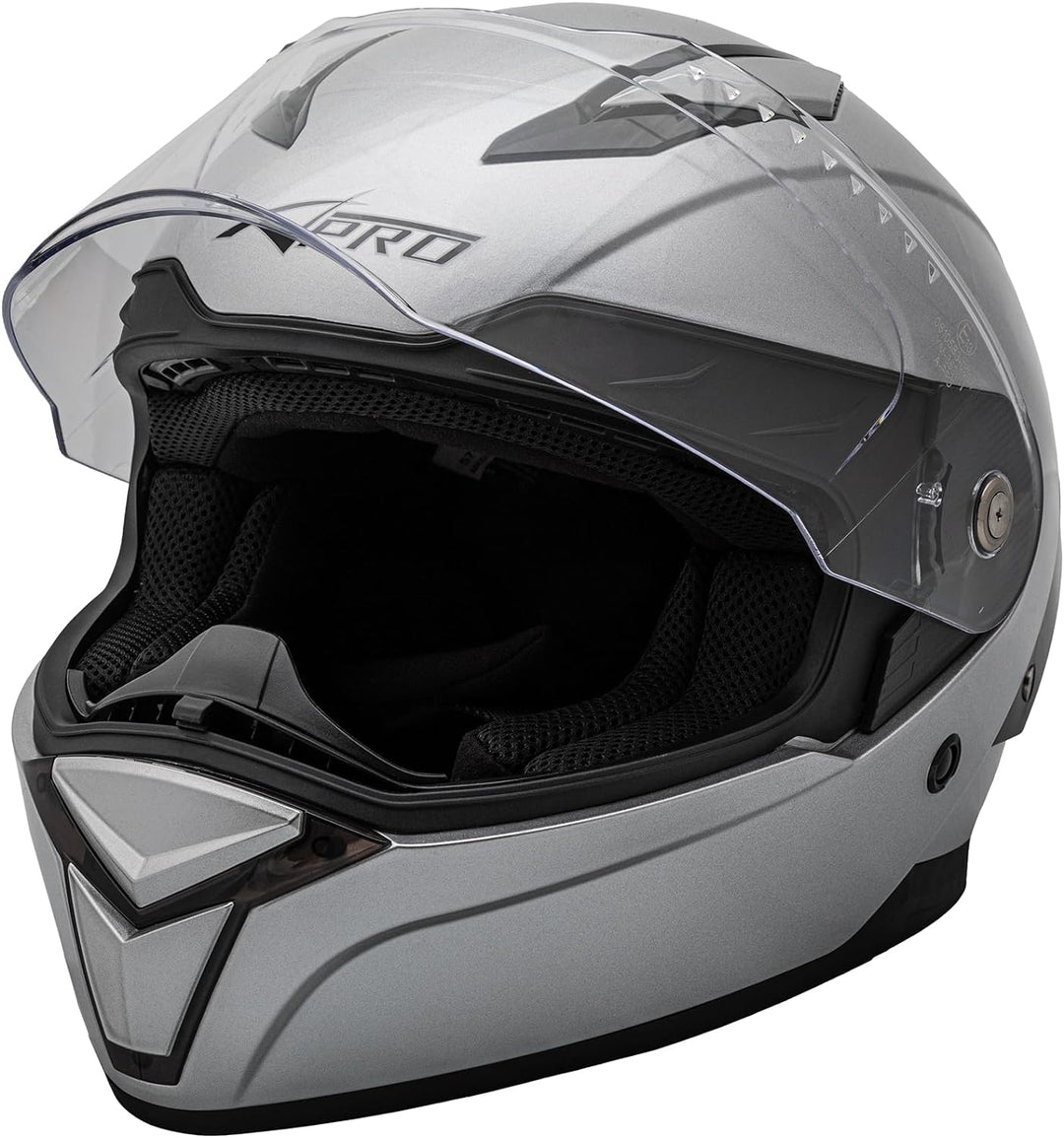 Integralhelm Motorradhelm Rollerhelm Anti-Kratz-Visier Touring Sport 59-60 cm ( L) Silber, 59-60 cm