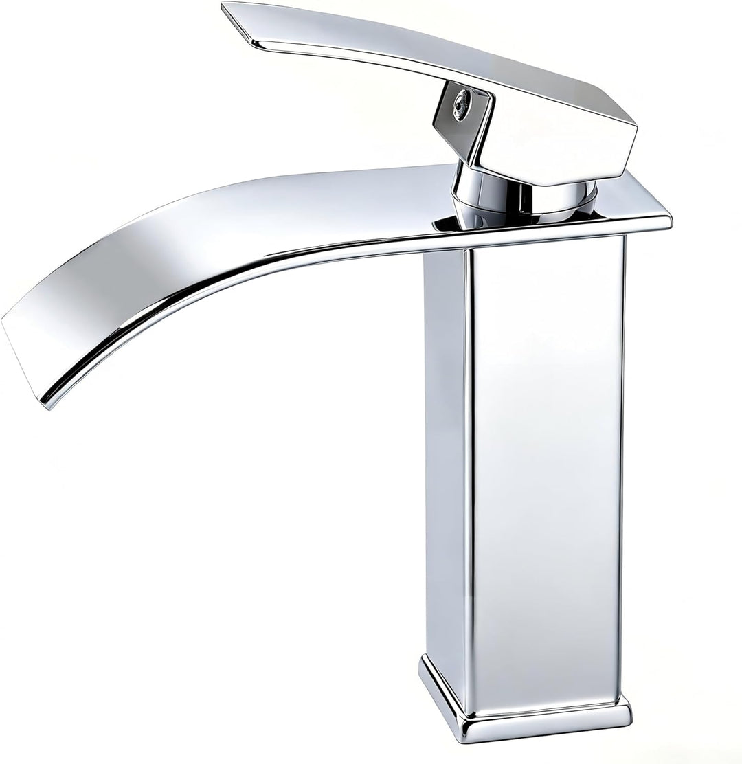 kisimixer Wasserhahn Bad Wasserfall, Waschtischarmatur für Badezimmer, Modern Einhandmischer Armatur
