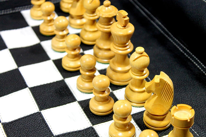 Stonkraft 19" x 15" Schachbrett Grösse 12" x 12" echtes aufrollbares Leder-Schachspiel mit Schachfig