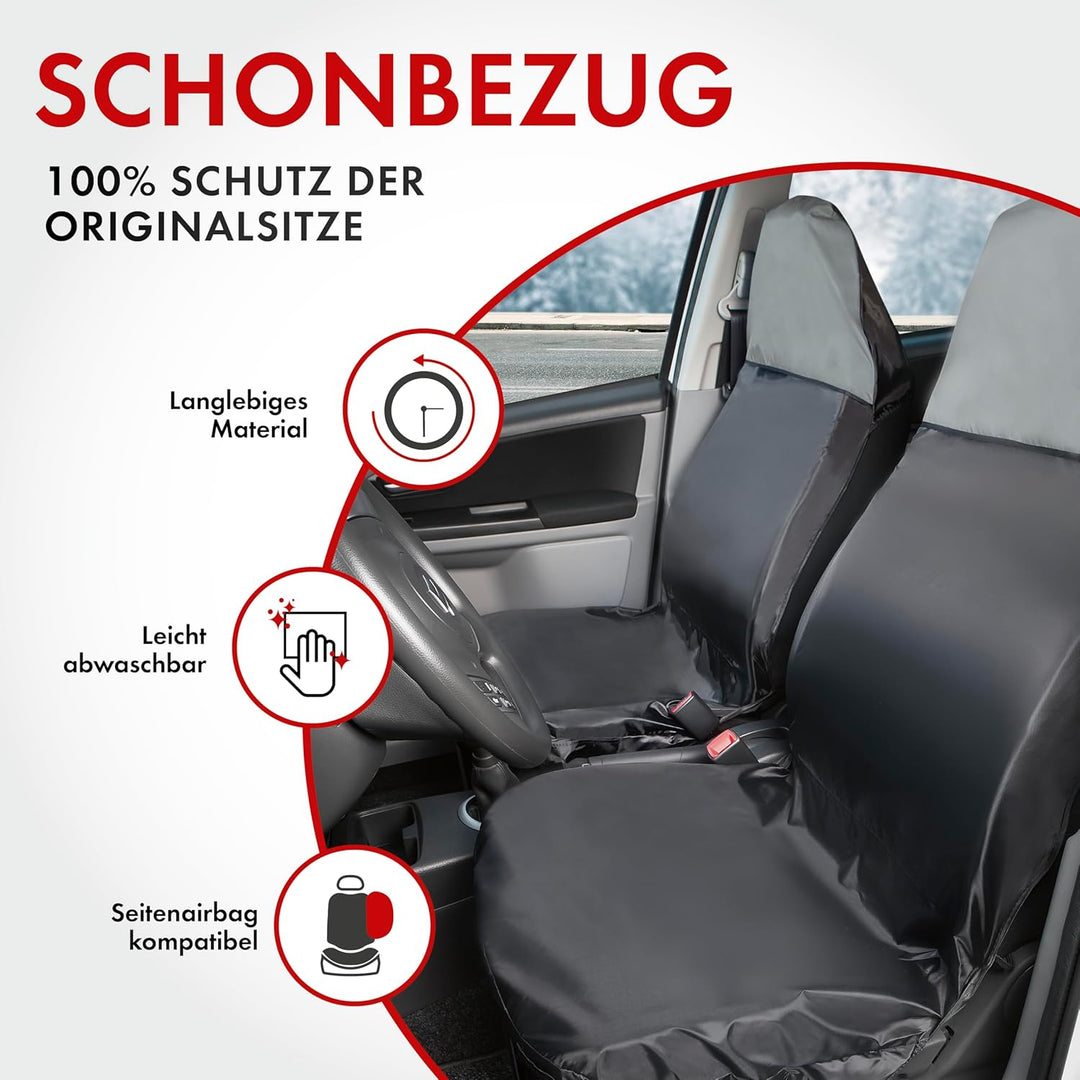 Walser Autositzbezug Smart Protect für Vordersitz grau Schwarz, Schwarz