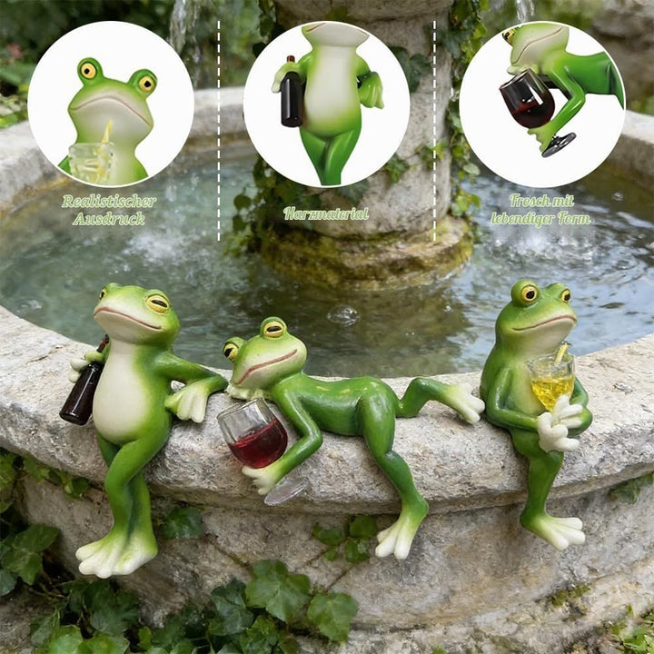 3 Stück Frosch Blumentopf Hänger, Frosch Deko Garten, Harz Lustige Figuren Gartendeko, Gartenfigur S