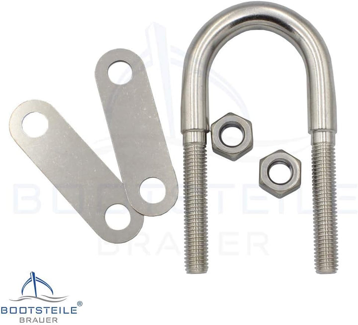 U-Bolzen mit 2 Platten und 2 Muttern DIN934 M12 X 85 mm - (2 Stück) - Edelstahl A4 - Bügelbolzen, Ge