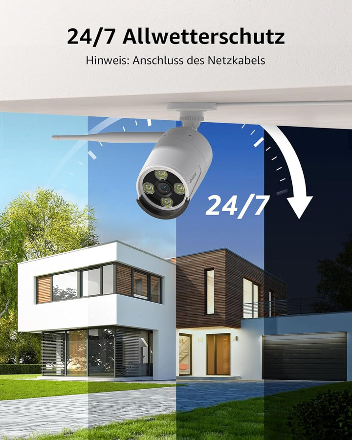 ANNKE 3MP Funk Überwachungskamera Set Aussen 8CH 5MP NVR mit 4 X 3MP WiFi Kameras Videoüberwachungs