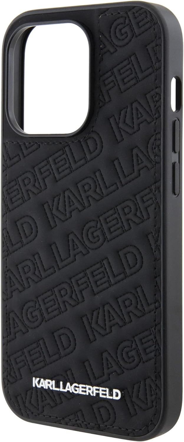 Karl Lagerfeld Gestepptes Karl Muster Hartschale für iPhone 15 Pro (Schwarz), Schwarz