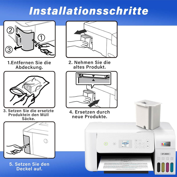 Ersatz-Resttintenkissen mit Reset-Software für Ecotank-Drucker ET-4800 ET-2820 ET-2720 ET-2871 ET-47