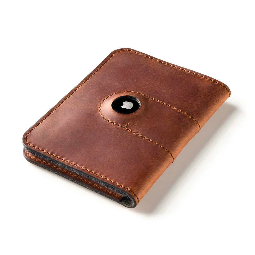 Crazy Horse Craft, AirTag Reisepass Geldbörse - Italienisches Leder, Classic Brown, Reisekartenhalte