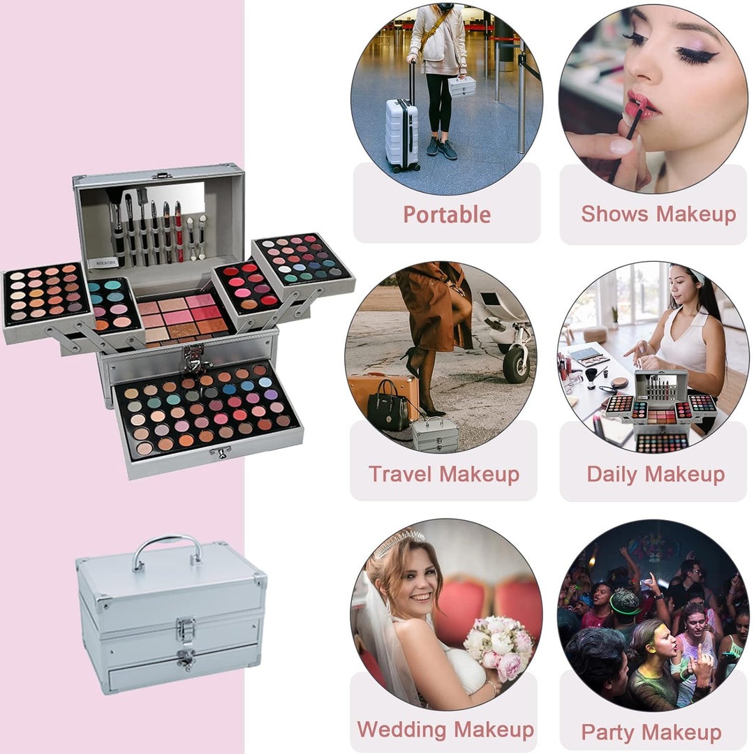 MKNZOME Schminkkasten Make-Up Set, Professionelles Kosmetische Schmink Set mit Lidschatten Lippenglo