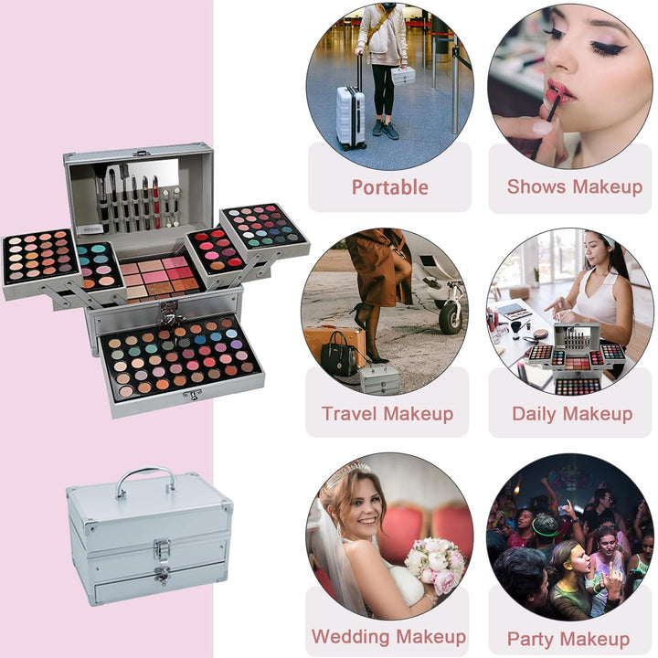 MKNZOME Schminkkasten Make-Up Set, Professionelles Kosmetische Schmink Set mit Lidschatten Lippenglo