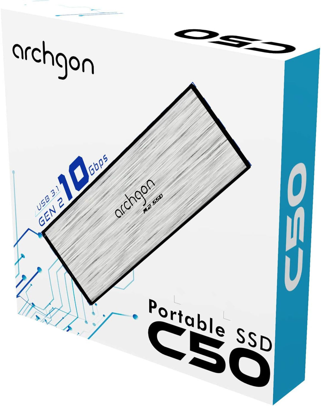Archgon C50, Externe SSD M.2-240GB, USB 3.1, Gen 2 (Type-C), schwarz 240GB C503K, 240GB C503K