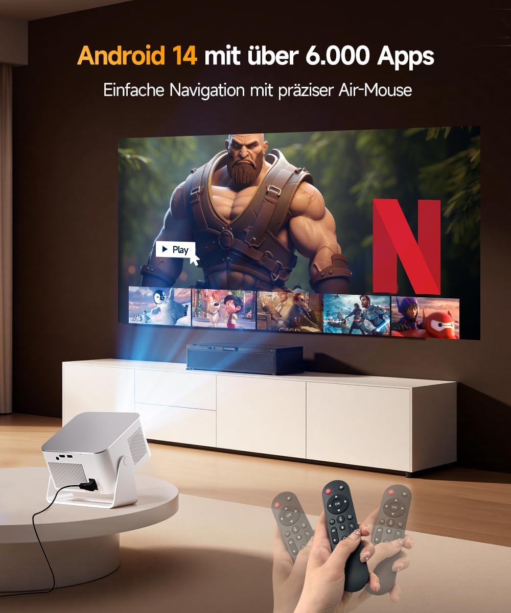 Magcubic Mini Beamer 4K & 8K 1080P Unterstützt, Projektor Tragbarer mit Android 14 WiFi 6 Bluetooth